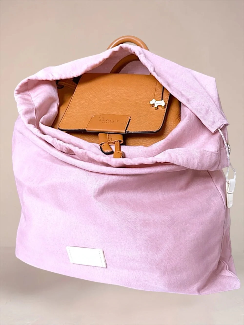 RADLEY LONDON Tan Leather Backpack with Gold Hardware